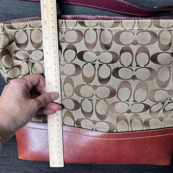 Coach Leatherware est 1941 Signature Canvas and Leather Shoulder Handbag EUC - Picture 8 of 15